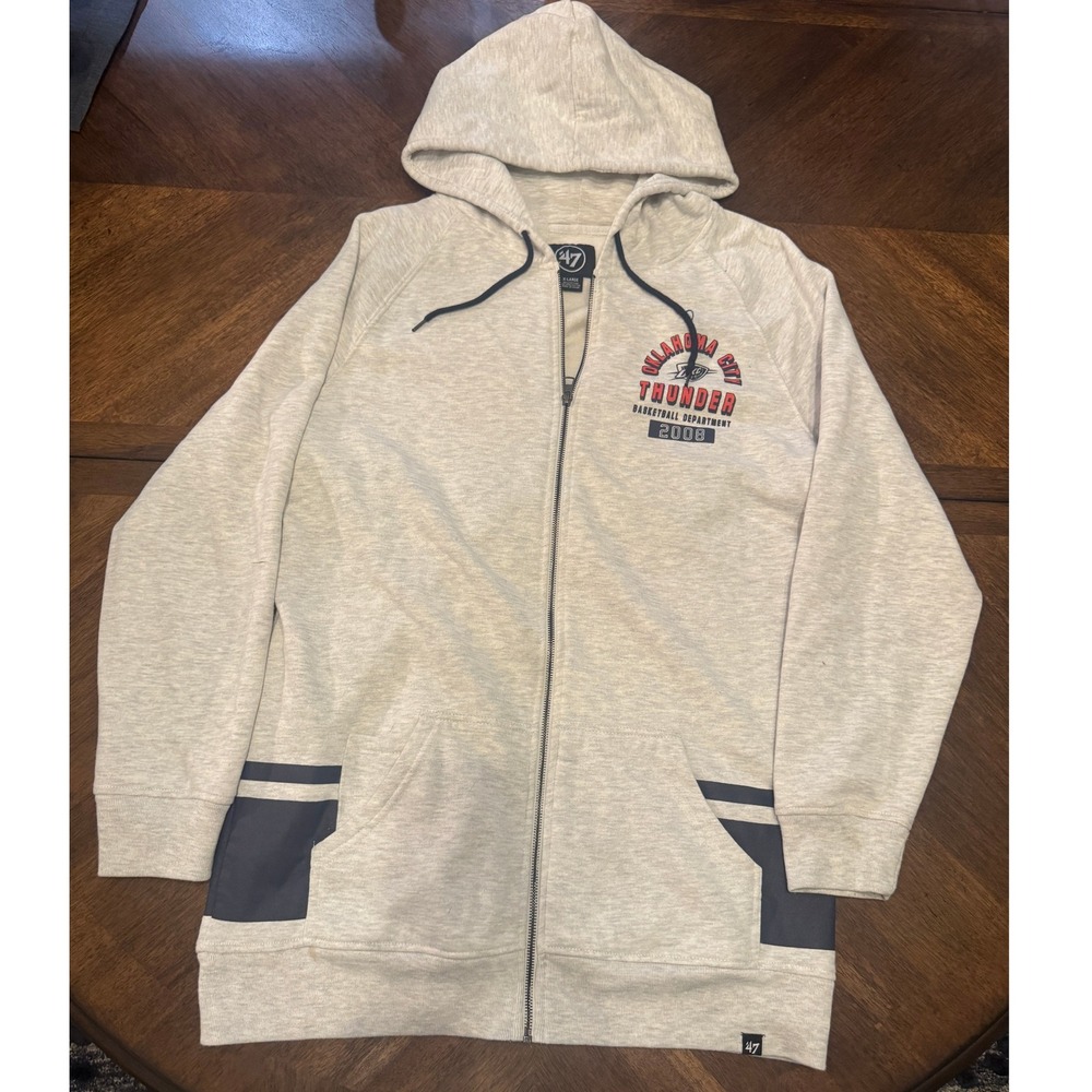 47 Brand‎ Oklahoma City Thunder Zip Up Hoodie Mens X Large Gray Basketball |J1